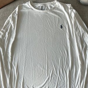 Men’s Polo White Long Sleeve Shirt with Blue Polo logo